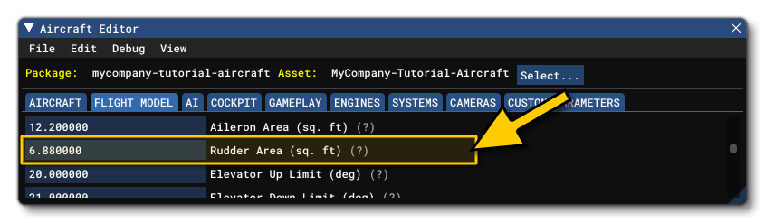 The Elevator Parameter in The Aircraft Editor The Elevator Parameter in The Aircraft Editor