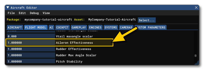 The Aileron Effectiveness Parameter in The Aircraft Editor The Aileron Effectiveness Parameter in The Aircraft Editor