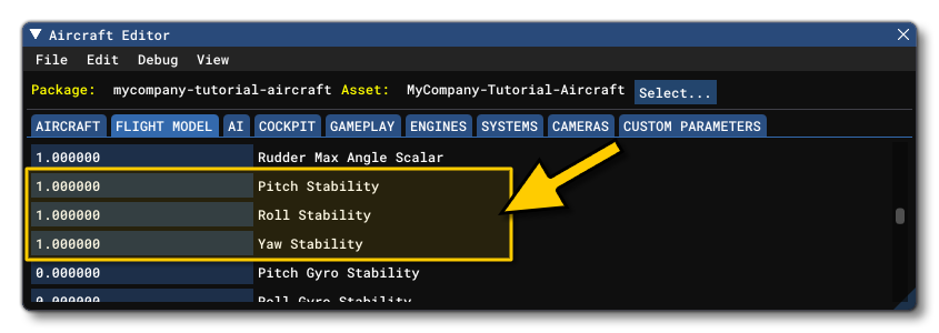 The Roll Stability Parameter in The Aircraft Editor The Roll Stability Parameter in The Aircraft Editor