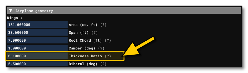 The Wing Thickness Parameter in The Aircraft Editor The Wing Thickness Parameter in The Aircraft Editor