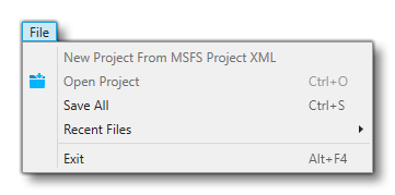 The MSFS Localization Manager File Menu