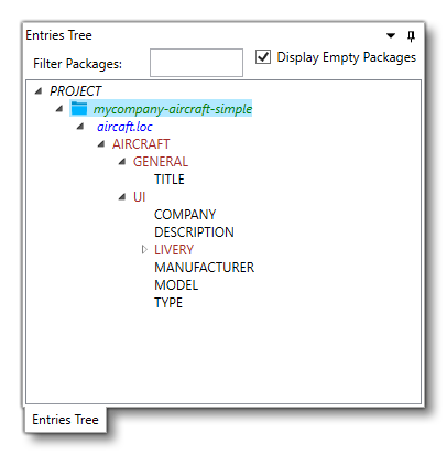 The Entry Tree View In The Location Manager