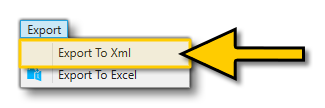 The Export To XML Menu Option