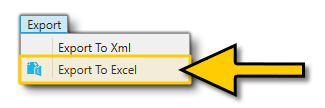 The Export To Excel Menu Option