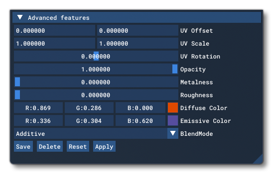 Material Inspector Advanced options For VFX