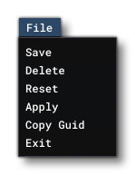 The Material Inspector File Menu