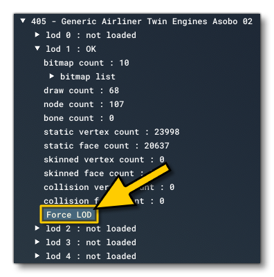 The Force LOD Button For A SimObject