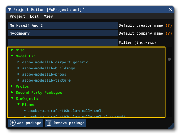 Filter Groups In The Project Editor 