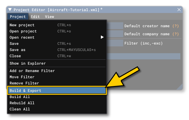 The Export All Button In The Project Editor