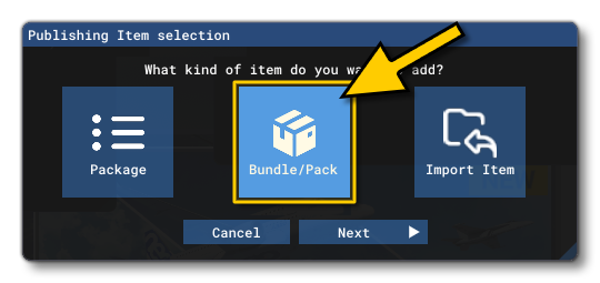 The Publishing Item Selection Window