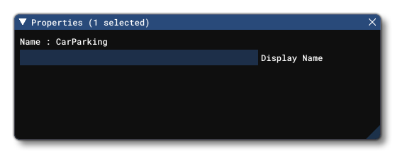 The Properties Window For A CarParking Object