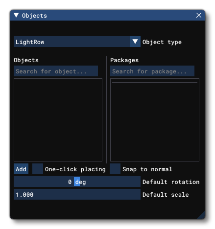 The LightRow Object Element Listed In The Objects Window
