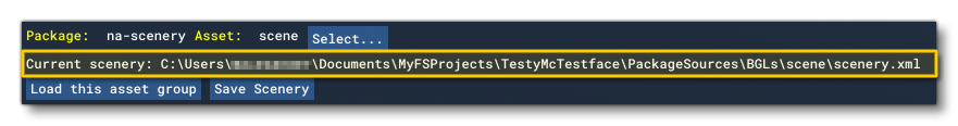 The Scene File Path In The Scenery Editor
