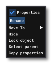 The RMB Menu For An Element in The Content List