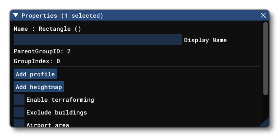 The Properties Window For A Selected Element In The Scenery Editor