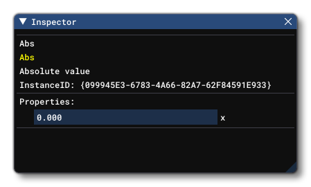 The Inspector Window Inputs For The Abs Node