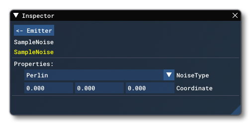 The Inspector Window Inputs For The SampleNoise