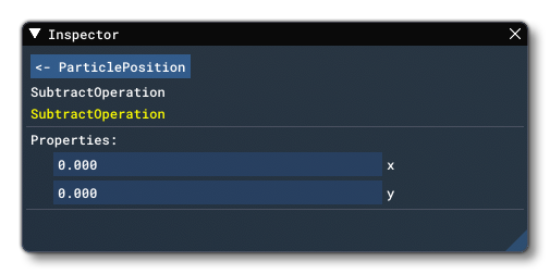 The Inspector Window Inputs For The Subtract Node