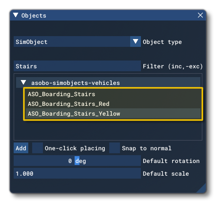 The AirportVehiclesSample Demo Objects In The Scenery Editor Objects Window