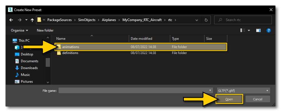 Choosing The Animation Folder For The Multi-Exporter Preset