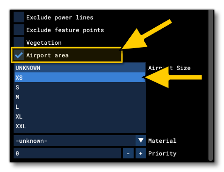 Setting The Airport Size In The Polygon Properties