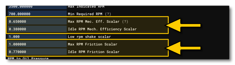 The Max And Idle Tuning Scalars For A Piston Engine