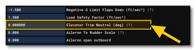 The Elevator Trim Neutral Parameter In The Aircraft Editor The Elevator Trim Neutral Parameter In The Aircraft Editor