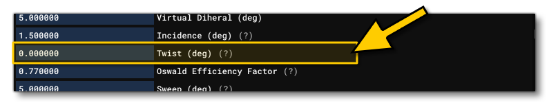 The Wing Twist Parameter In The Geometry Section The Wing Twist Parameter In The Geometry Section