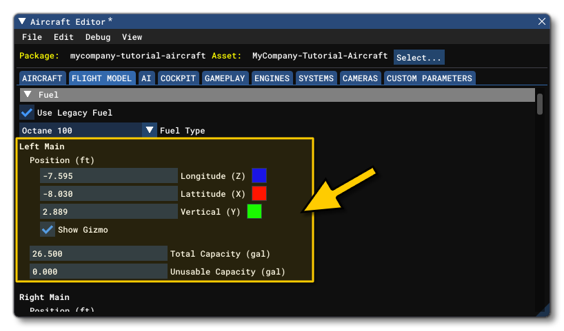 Defining A Simple Fuel Tank In The Aircraft Editor