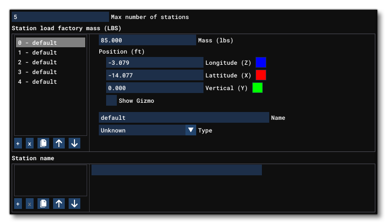 The Station Load Parameters Of The Weight And Balance Section