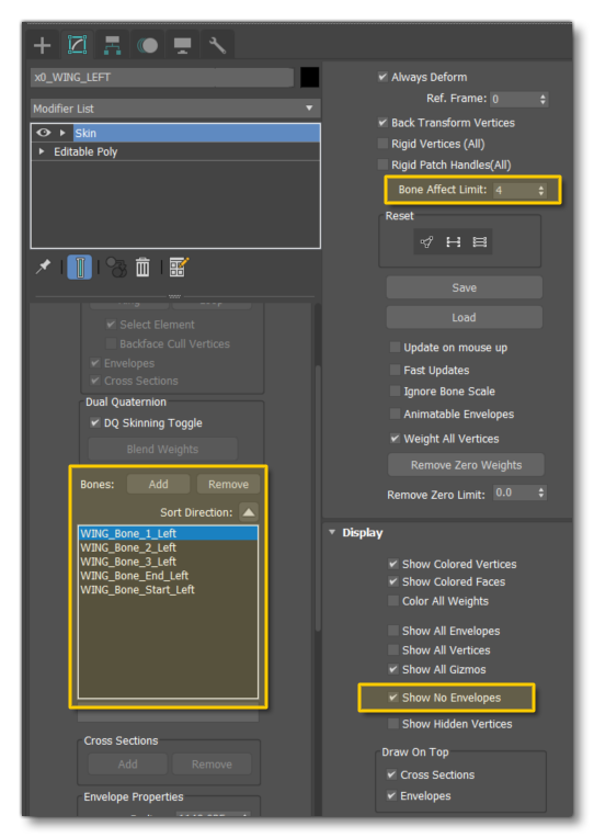 3DS Max Skinning Settings