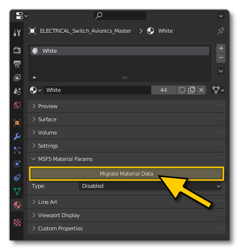 The Migrate Material Data Button In Blender