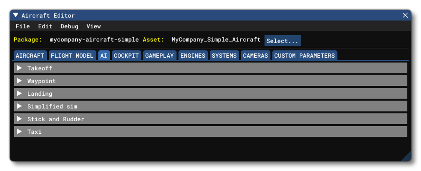 The AI Tab In The Aircraft Editor