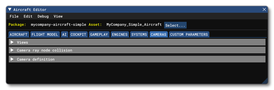 The Cameras Tab In The Aircraft Editor