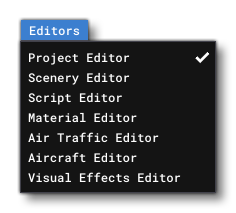 The Developer Mode Editors Menu