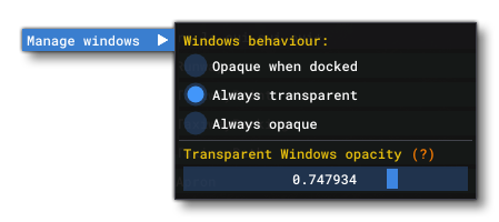 The Windows Behaviour Options
