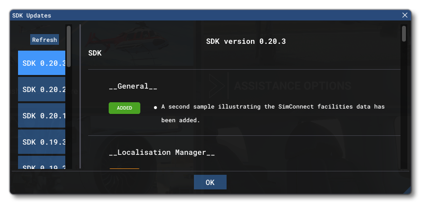 The SDK Updates Window