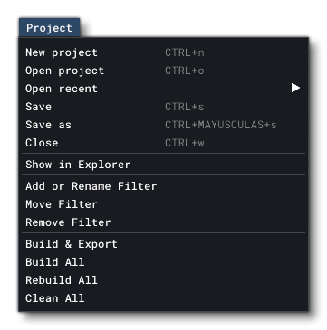 The Project Editor Project Menu