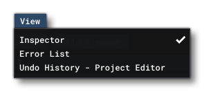 The Project Editor View Menu