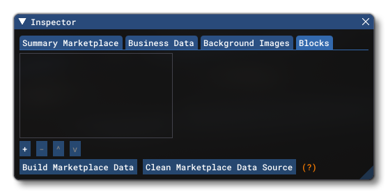 The Blocks Tab In The Inspector For Marketplace Data