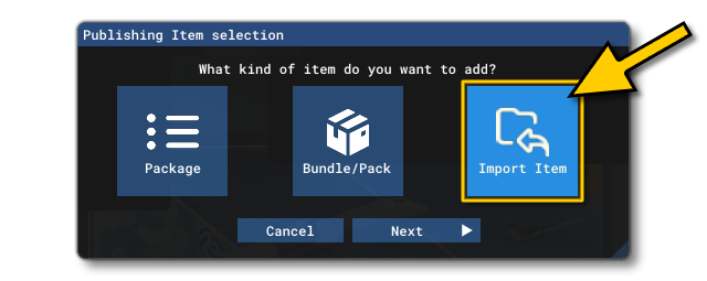 The Import Item Button In The Project Creation Wizard