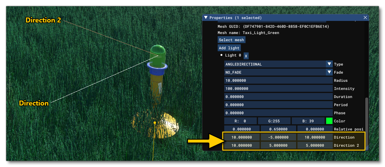 Example Showing The Light Direction Render Option Enabled