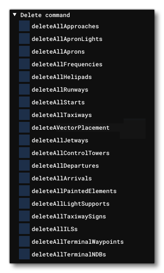 The Delete Command Option For An Airport In The Properties Window