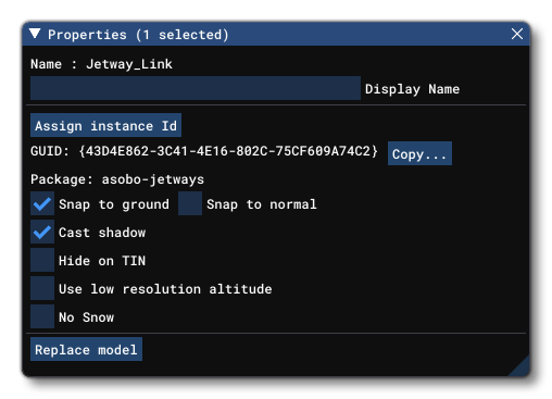The Jetway Link Object Properties