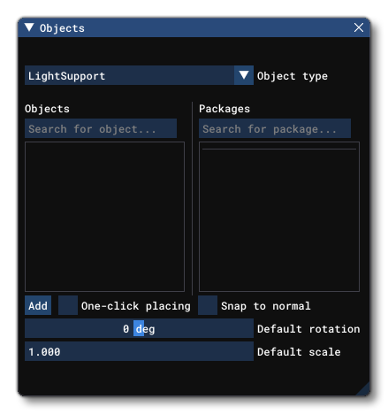 The LightSupport Object Element Listed In The Objects Window
