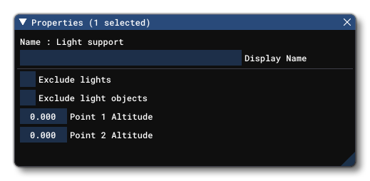 The Light Support Object Properties