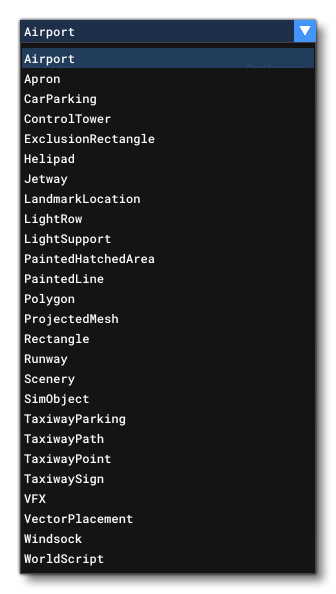 List Of All The Objects In The Scenery Editor