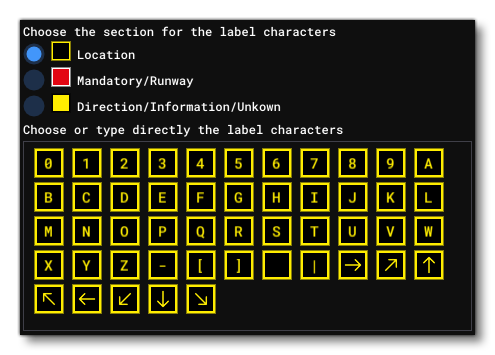The Character Input Section Of The Taxiway Sign Properties
