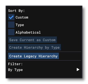 The Filter Options Window For The Scenery Editor