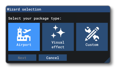 Add A New Airport Package Window